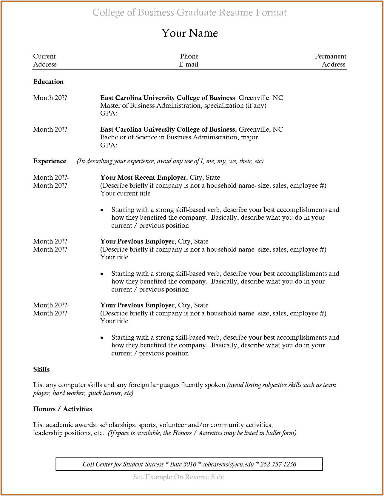 Graduate With Honors Resume Sample