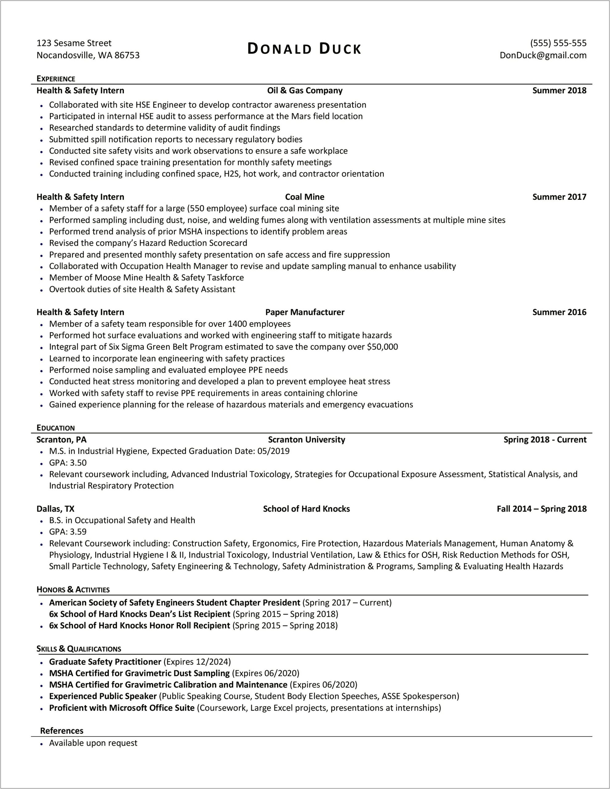 Graduated High School With Honors On Resume