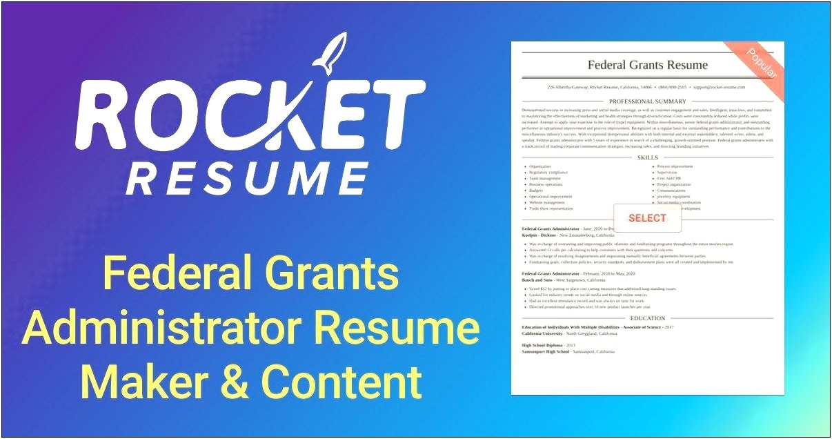 Grant Administrator Job Description Resume