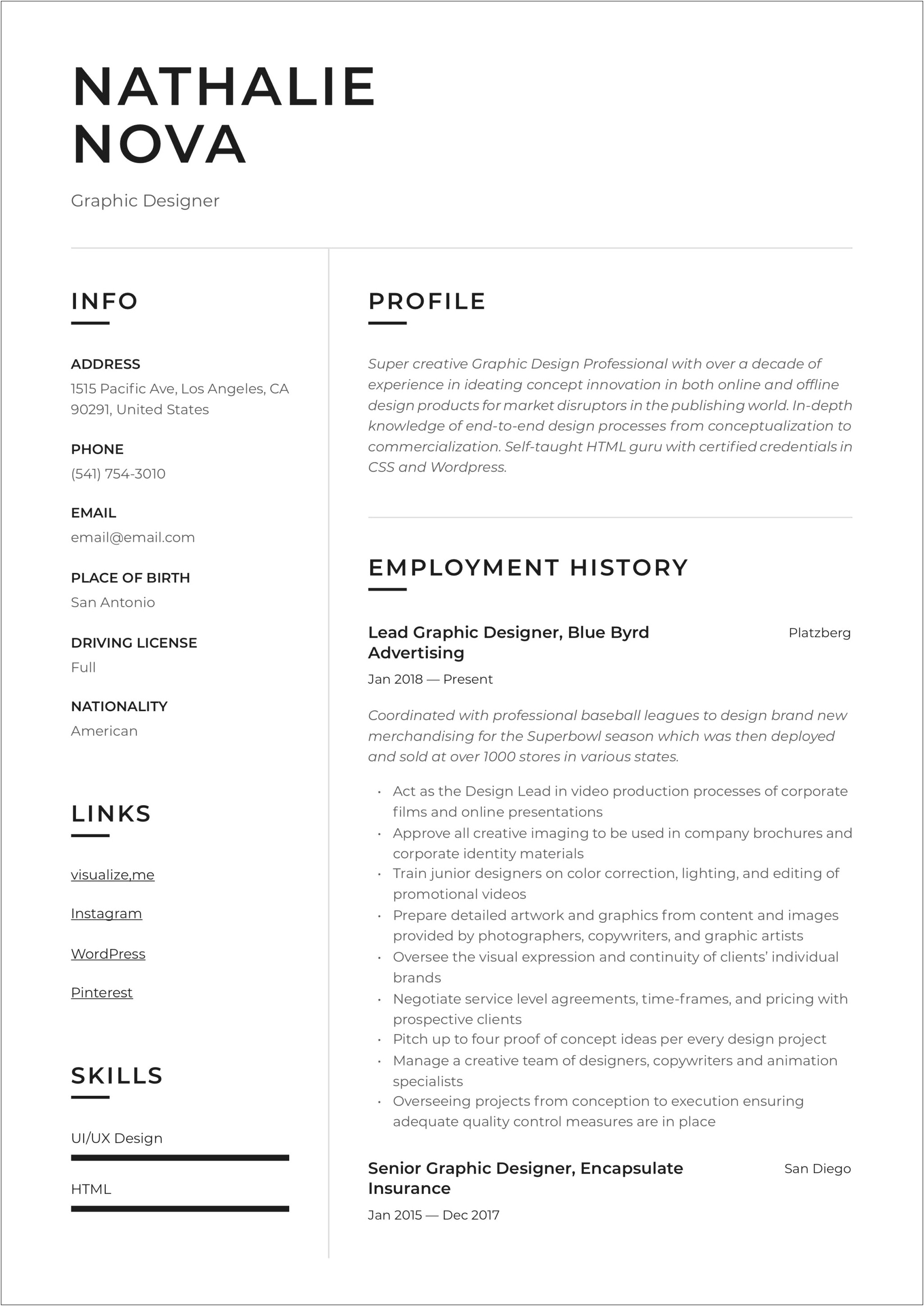 Graphic Design Position Resume Summary With Little Experience
