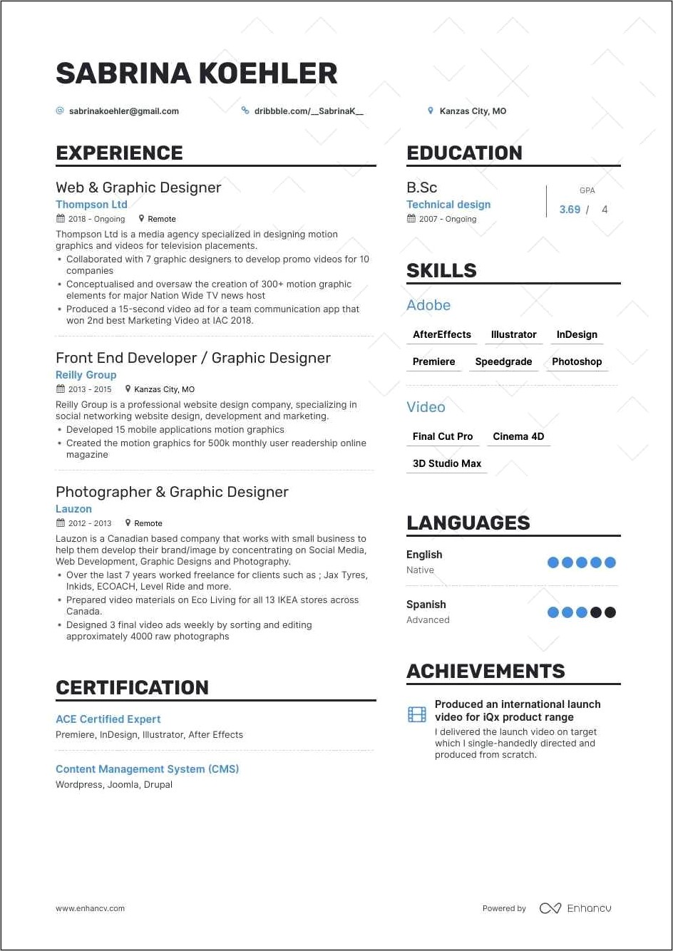 Graphic Design Resume Skills List