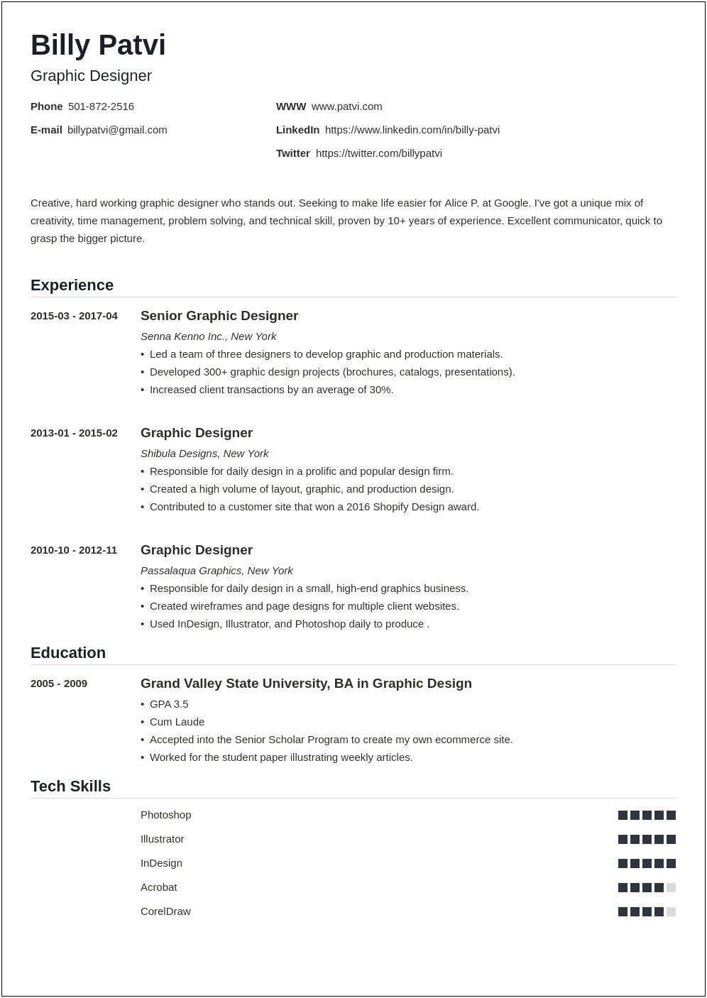 Graphic Design Skills To Include On Resume