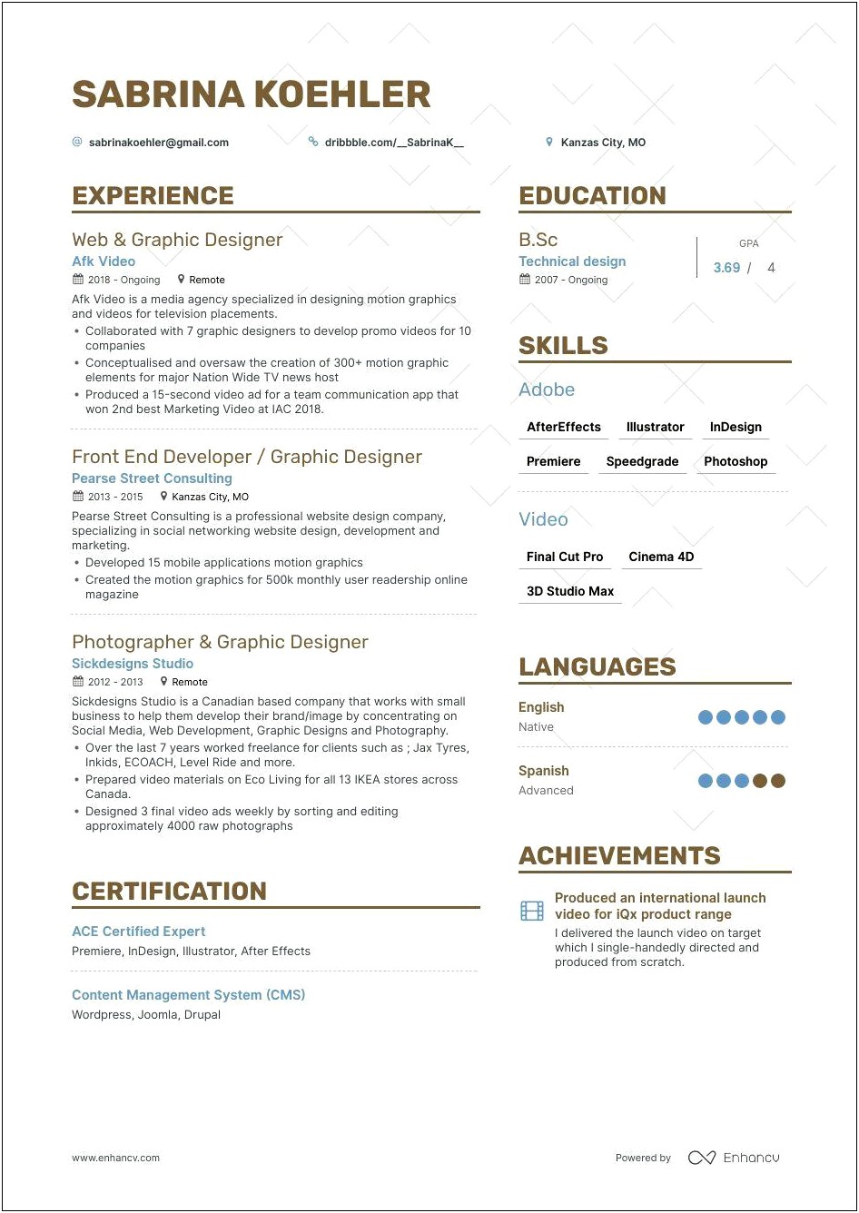 Graphic Designer Listing Skills On Resume