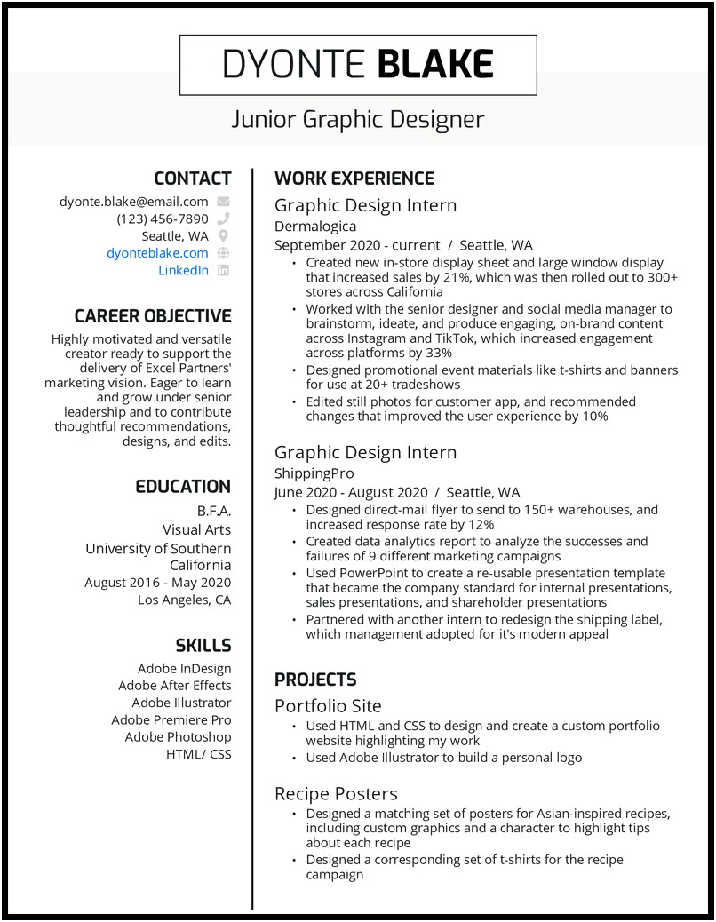 Graphic Designer Resume Objective Example