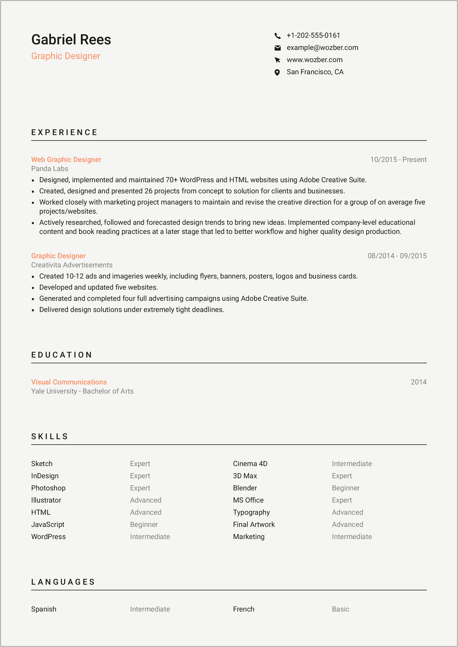 Great Examples Of Graphic Design Resumes