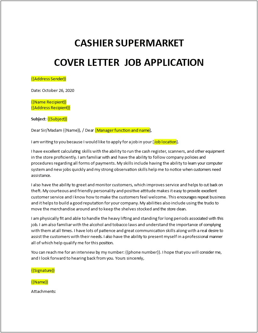 Grocery Cashier Job Description For Resume