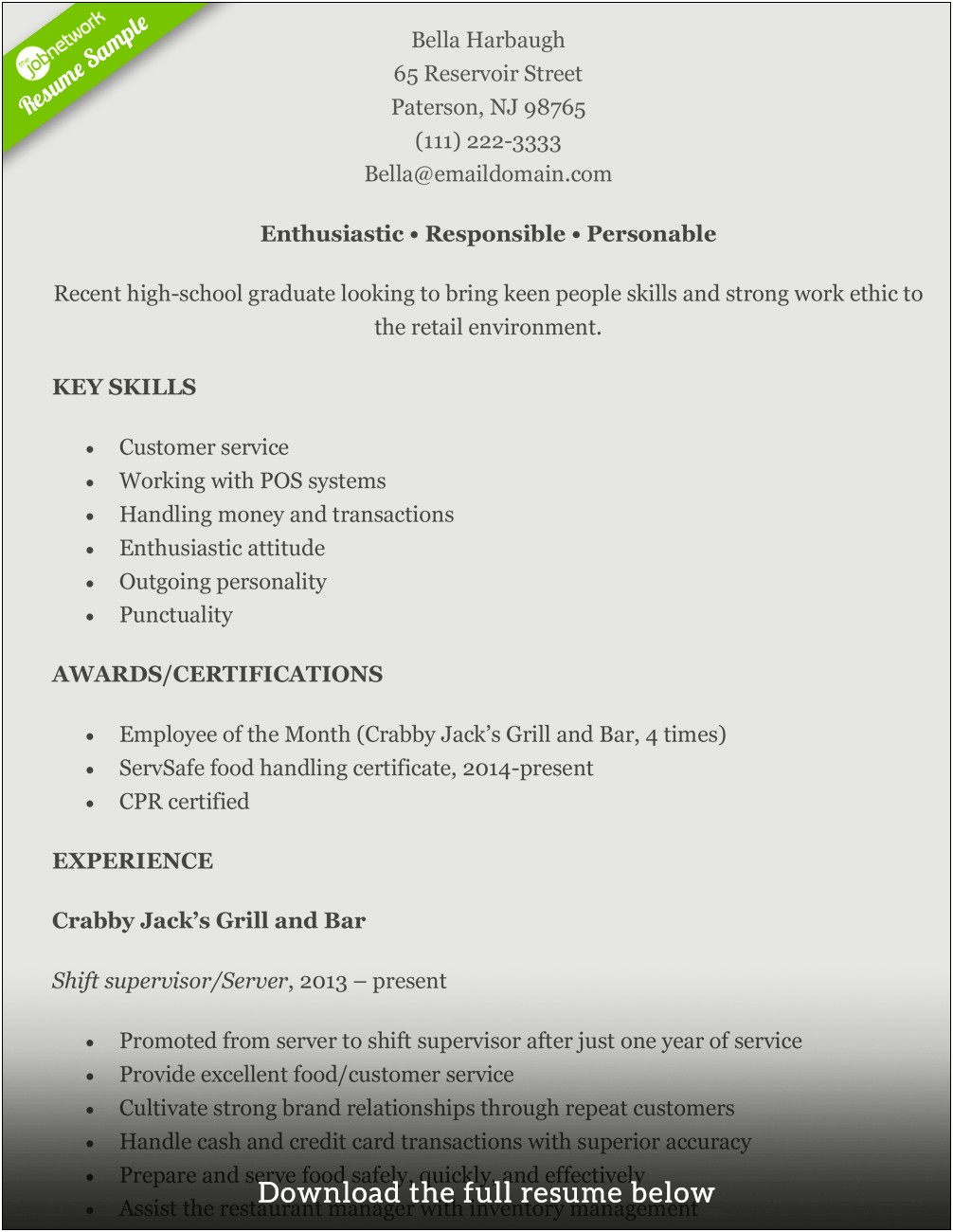 Grocery Store Job Description For Resume