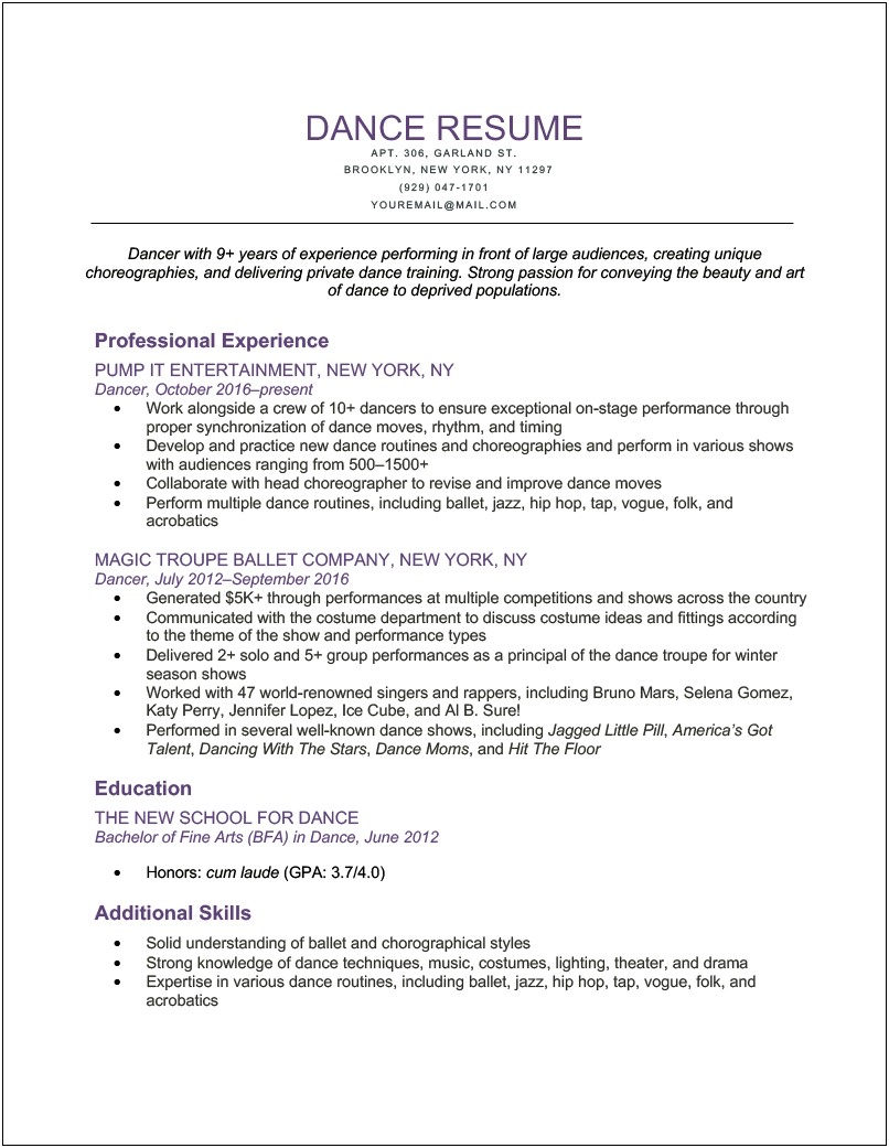 Group Fitness Instructor Resume With No Experience