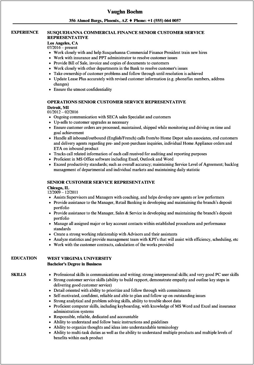Guest Service Representative Job Description Resume