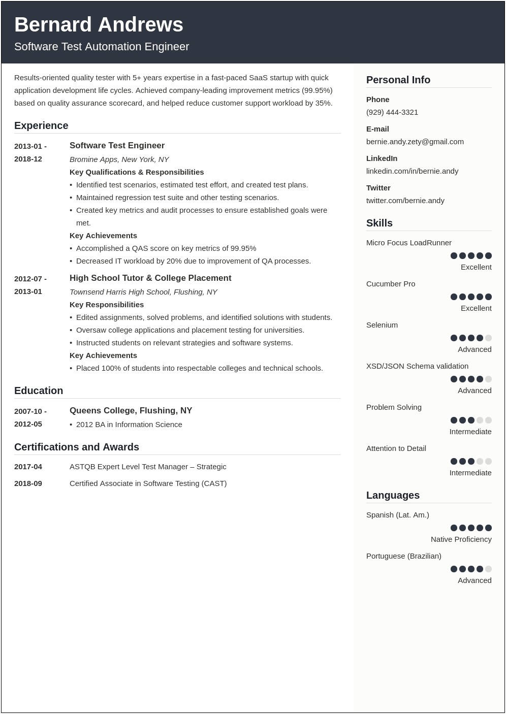 Guidewire Qa Tester Sample Resume