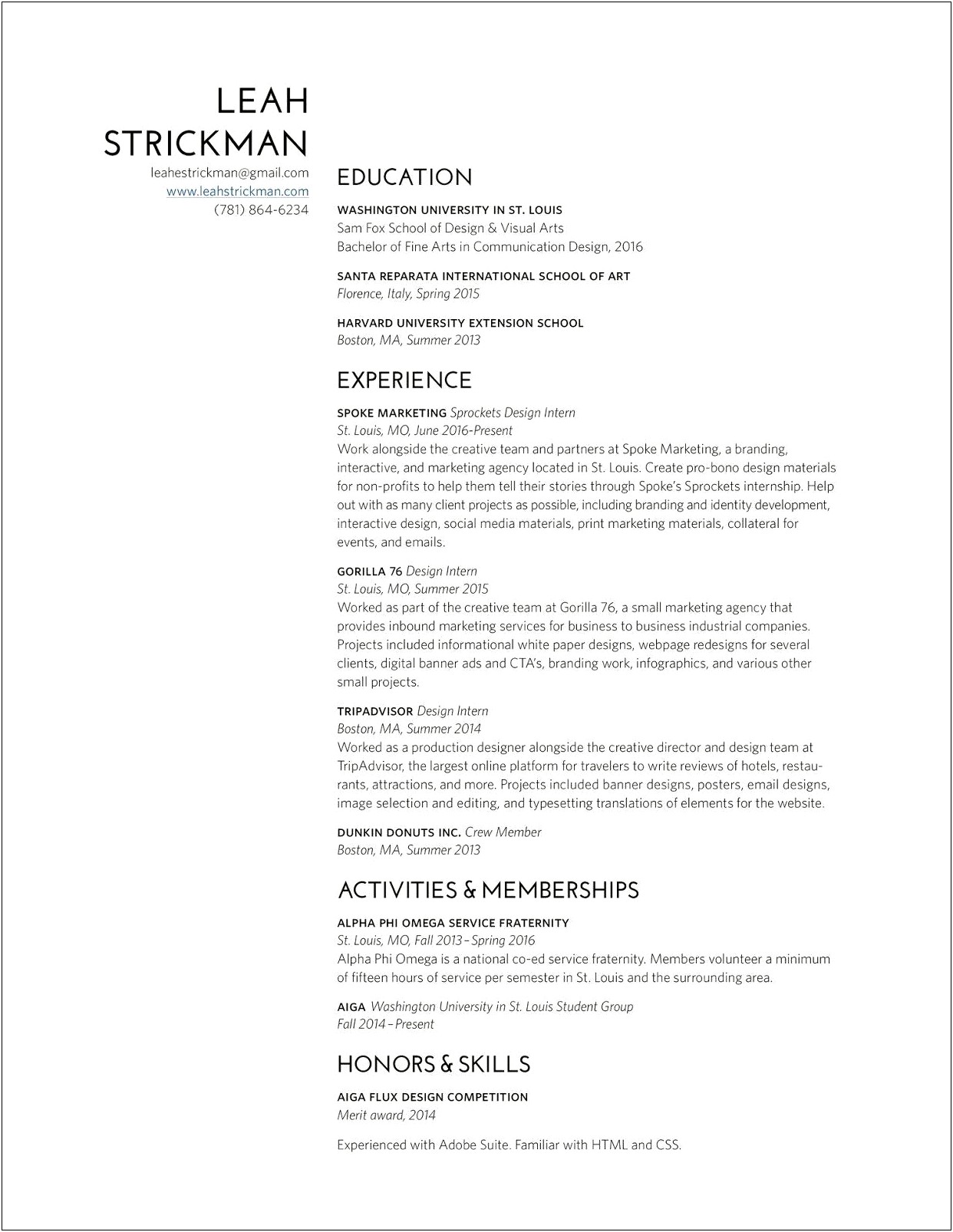 Harvard Extension School Example Resume