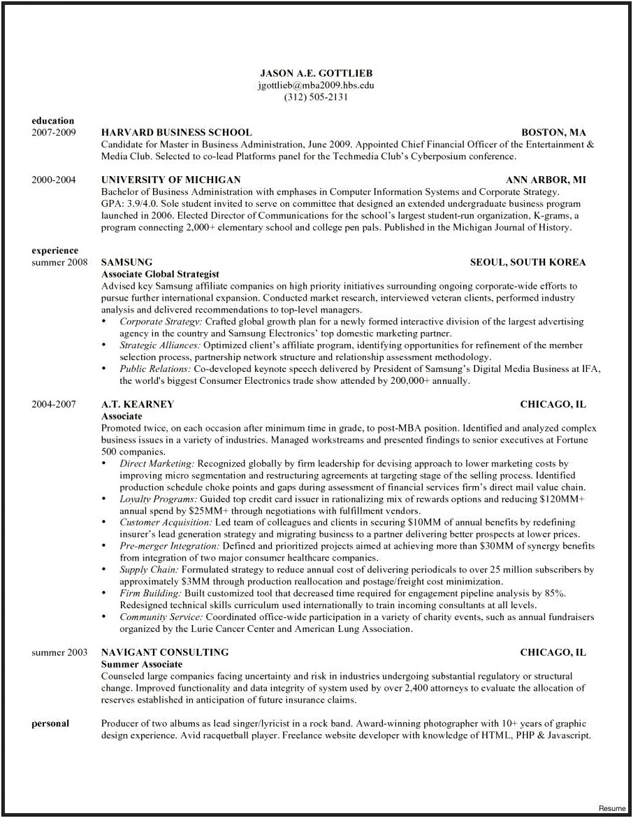 Harvard Kennedy School Sample Quantitative Resume