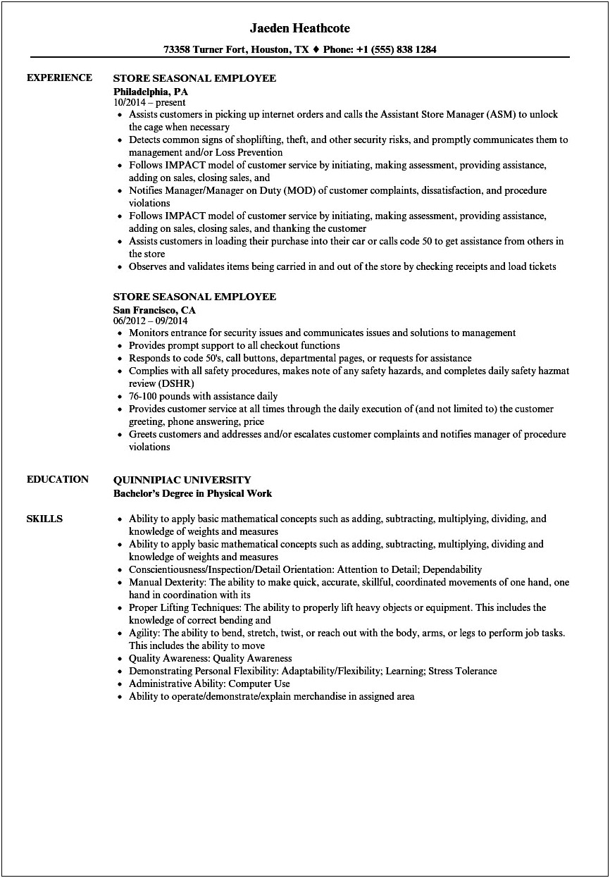 Head Cashier Lowes Resume Example