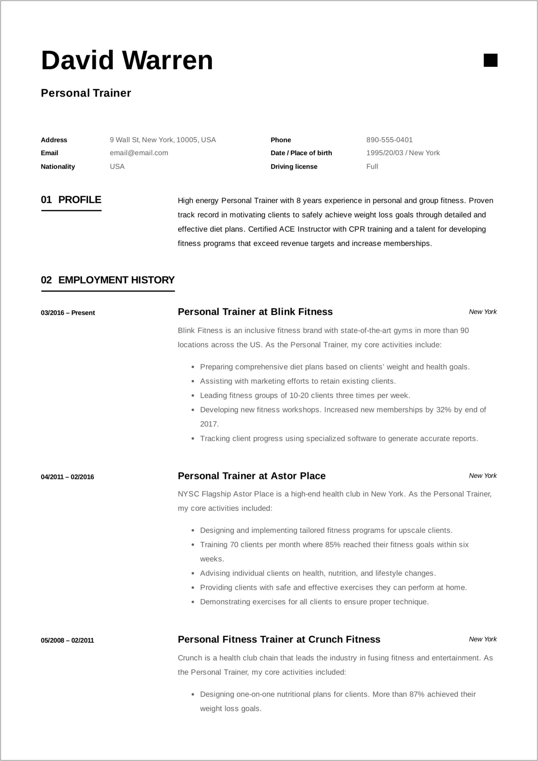Health And Fitness Objectives For Resume