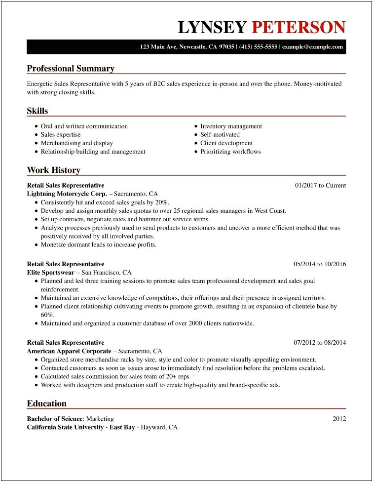 Health Food Store Resume No Experience