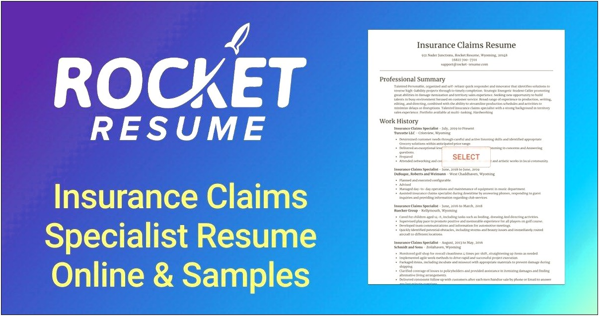 Health Insurance Claim Job Description Resume