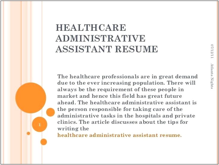 Healthcare Administrative Assistant Sample Resume