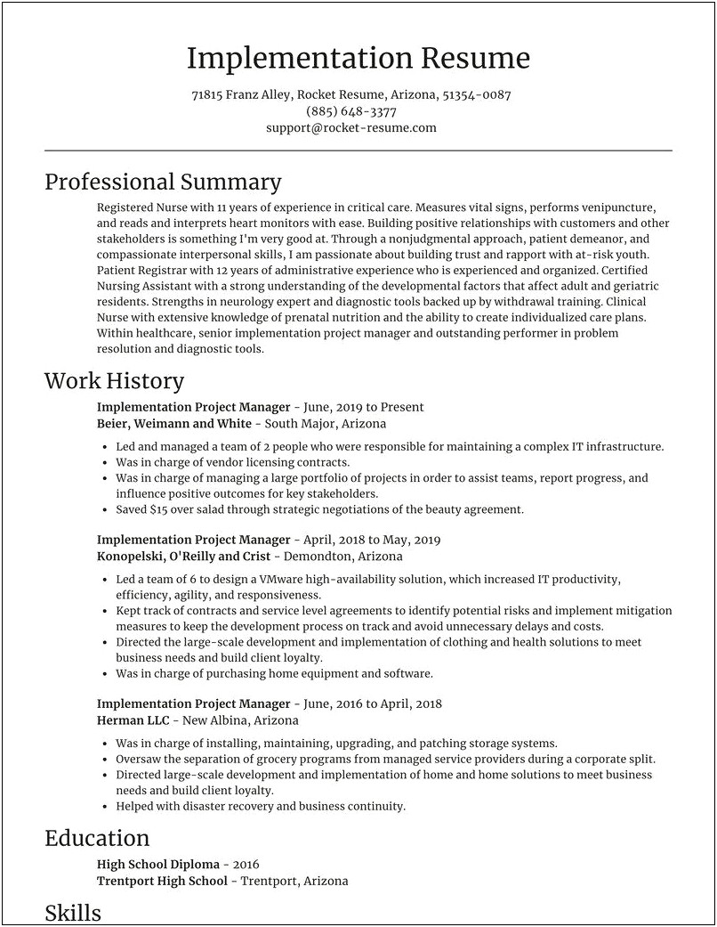 Healthcare Project Manager Resume Summary