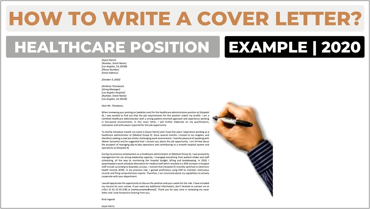 Healthcare Resume Cover Letter Examples