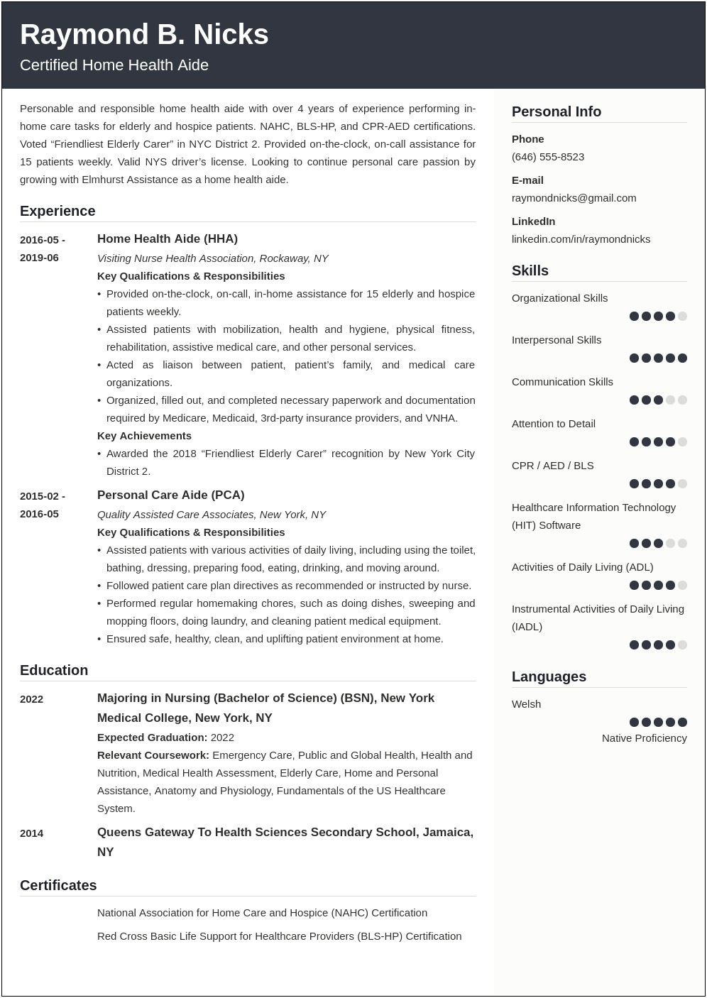 Healthkeeperz Home Health Job Description For Resume
