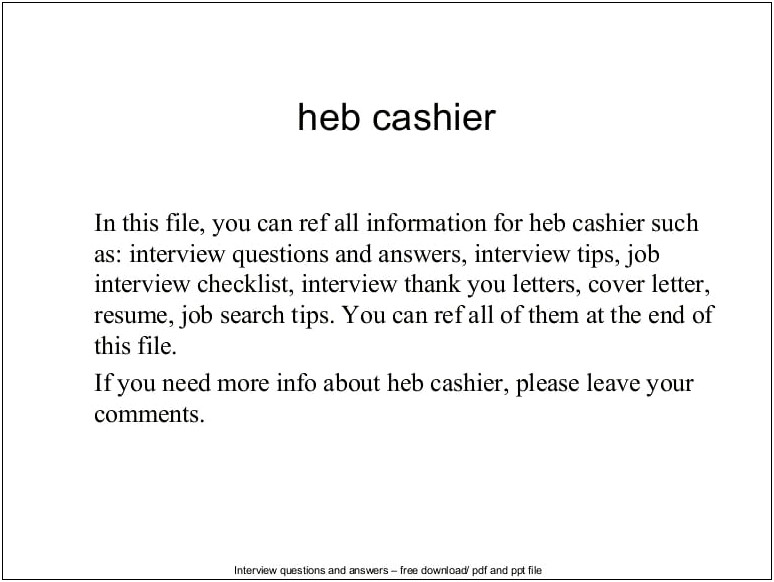 Heb Csa Job Description Resume