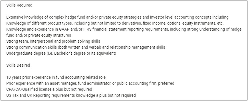 Hedge Fund Manager Resume Sample