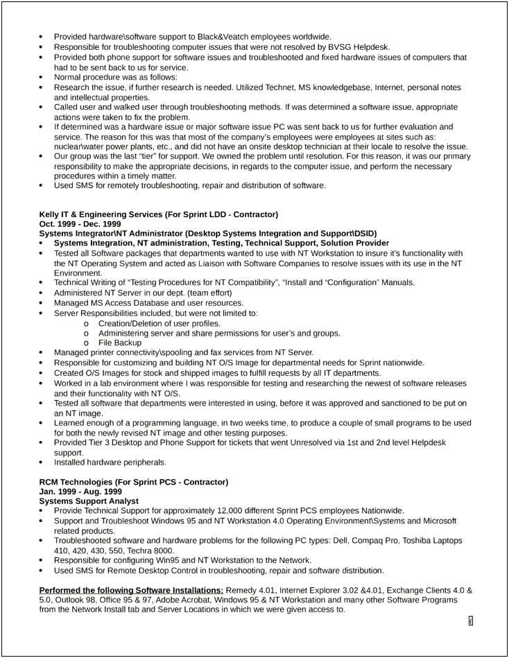 Help Desk Analyst Job Description Resume