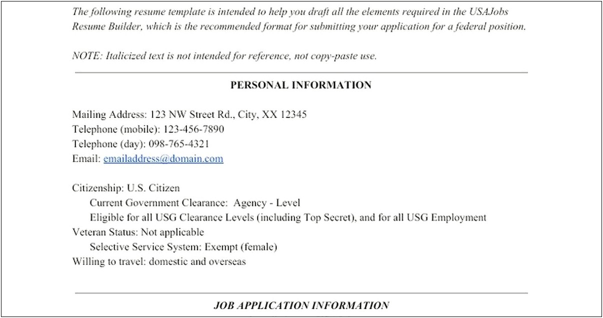 Help With Federal Resume With Usa Jobs