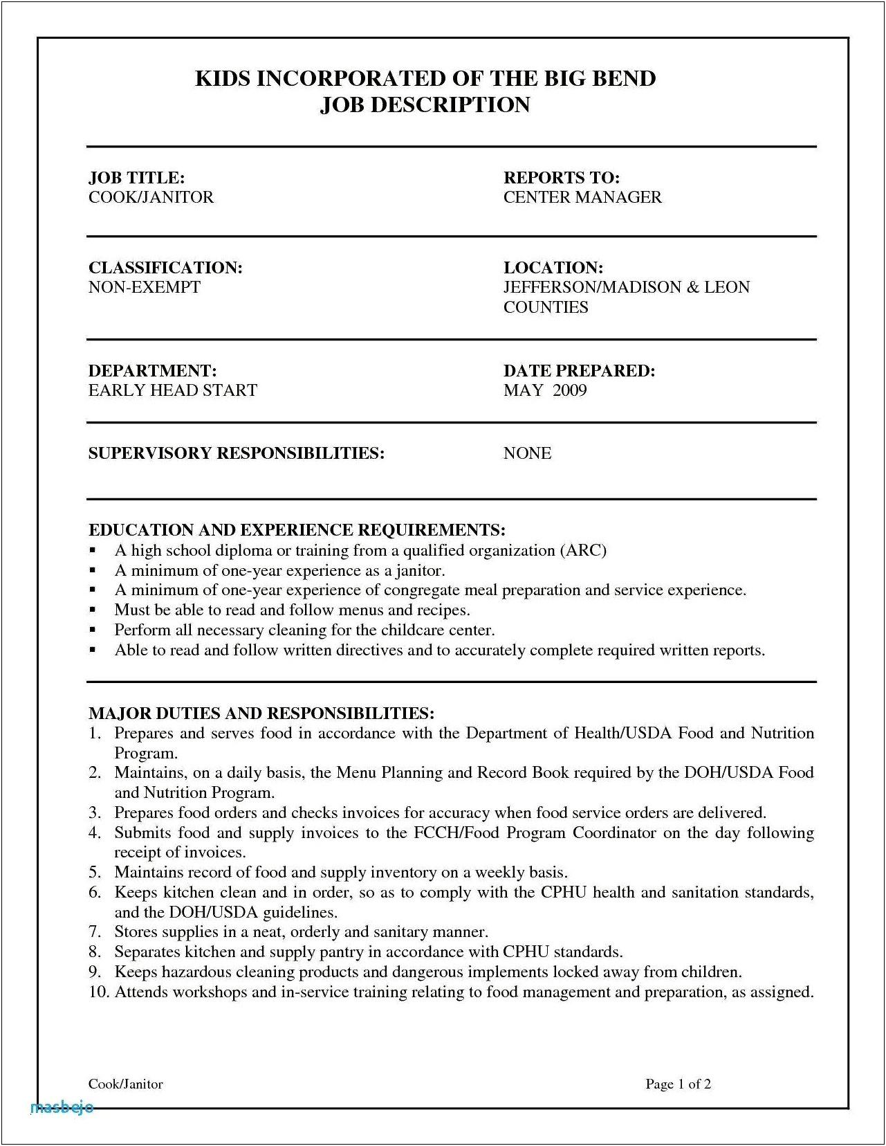 High School Diploma Job Description Resume