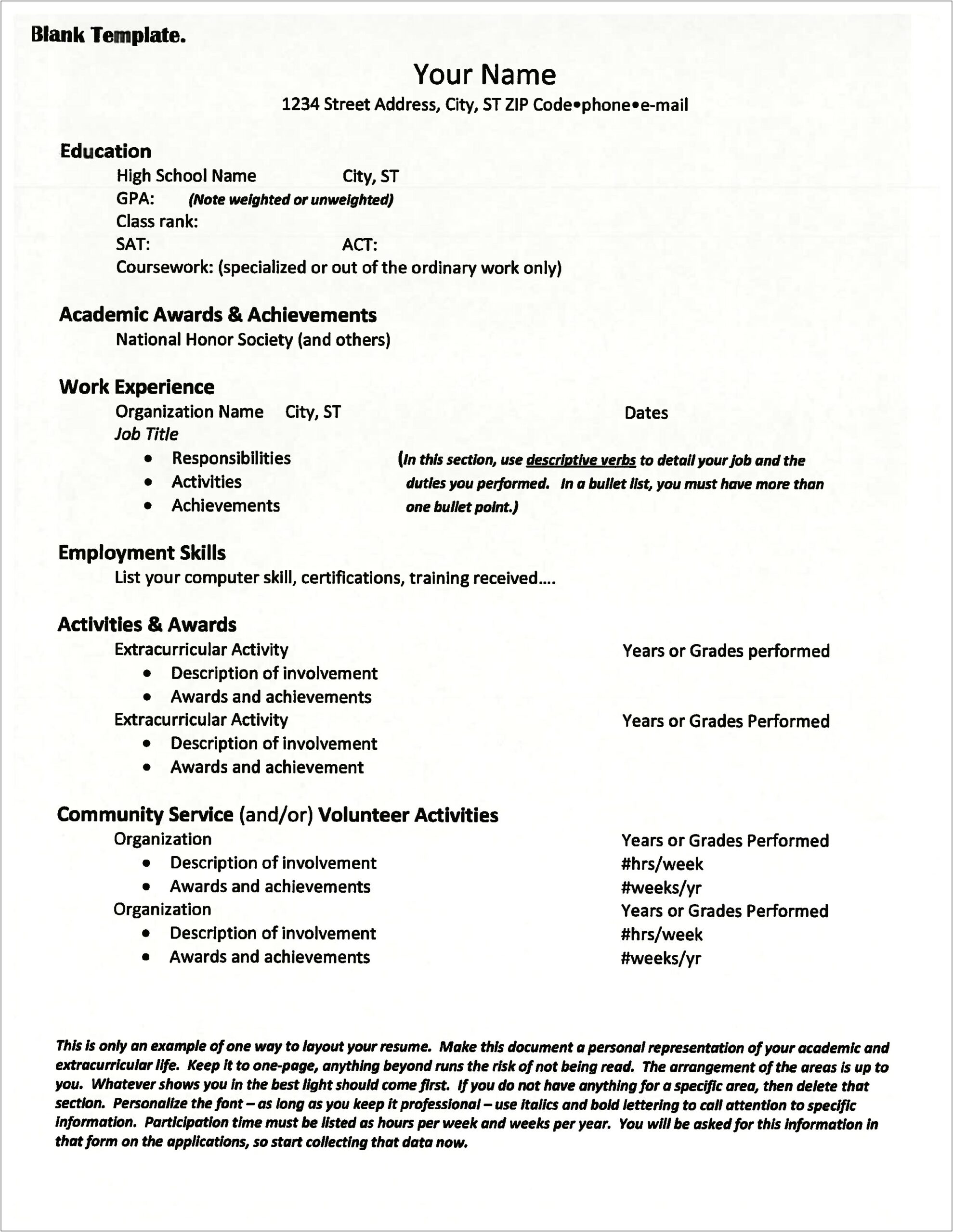 High School Resume For College Application Guide