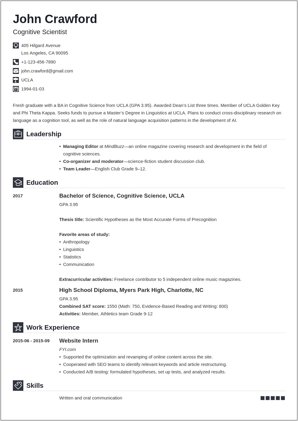 High School Resume For College Scholarships