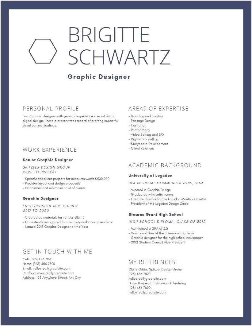 High School Resume For Graphic Design