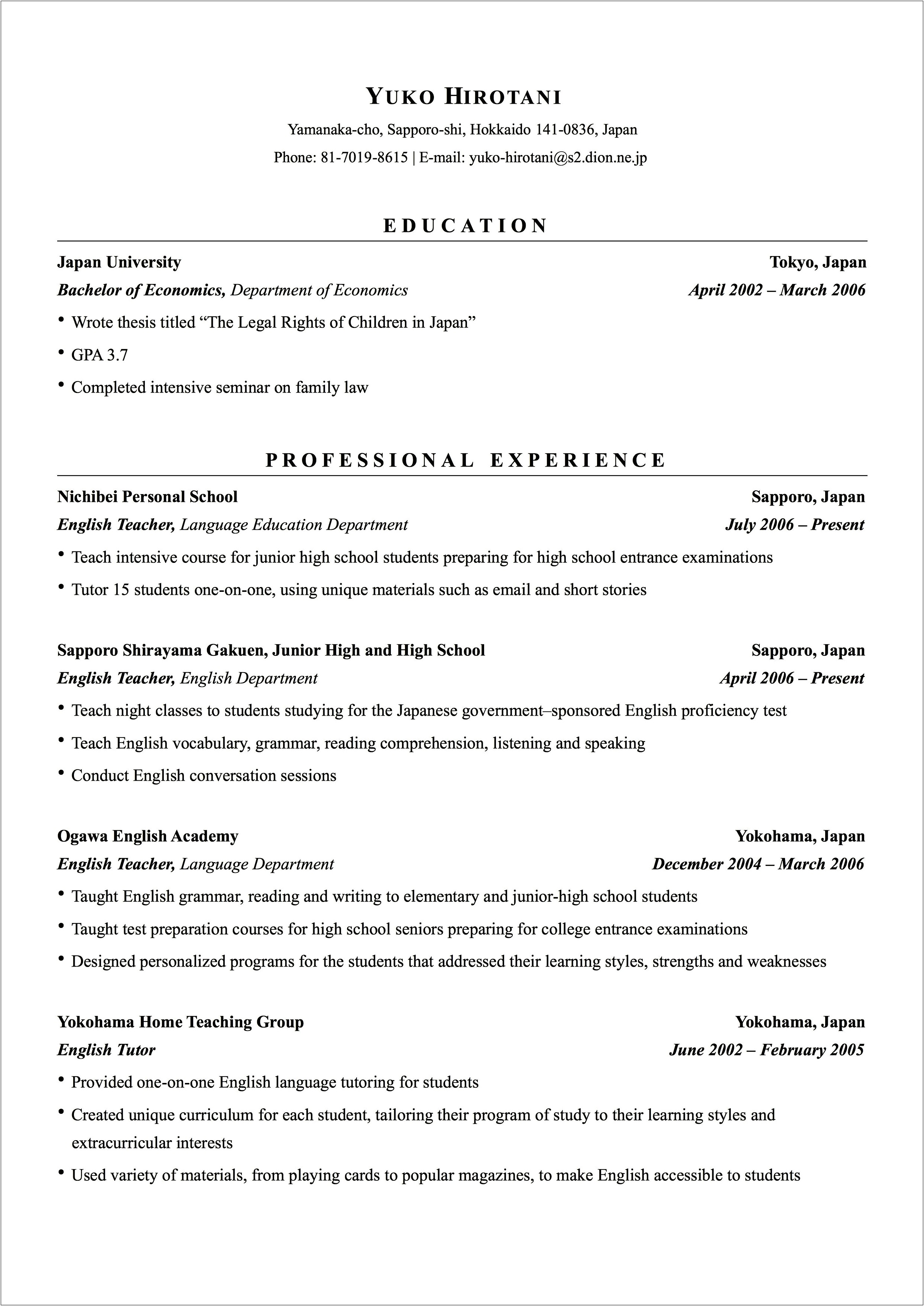 High School Resume For Ivy League