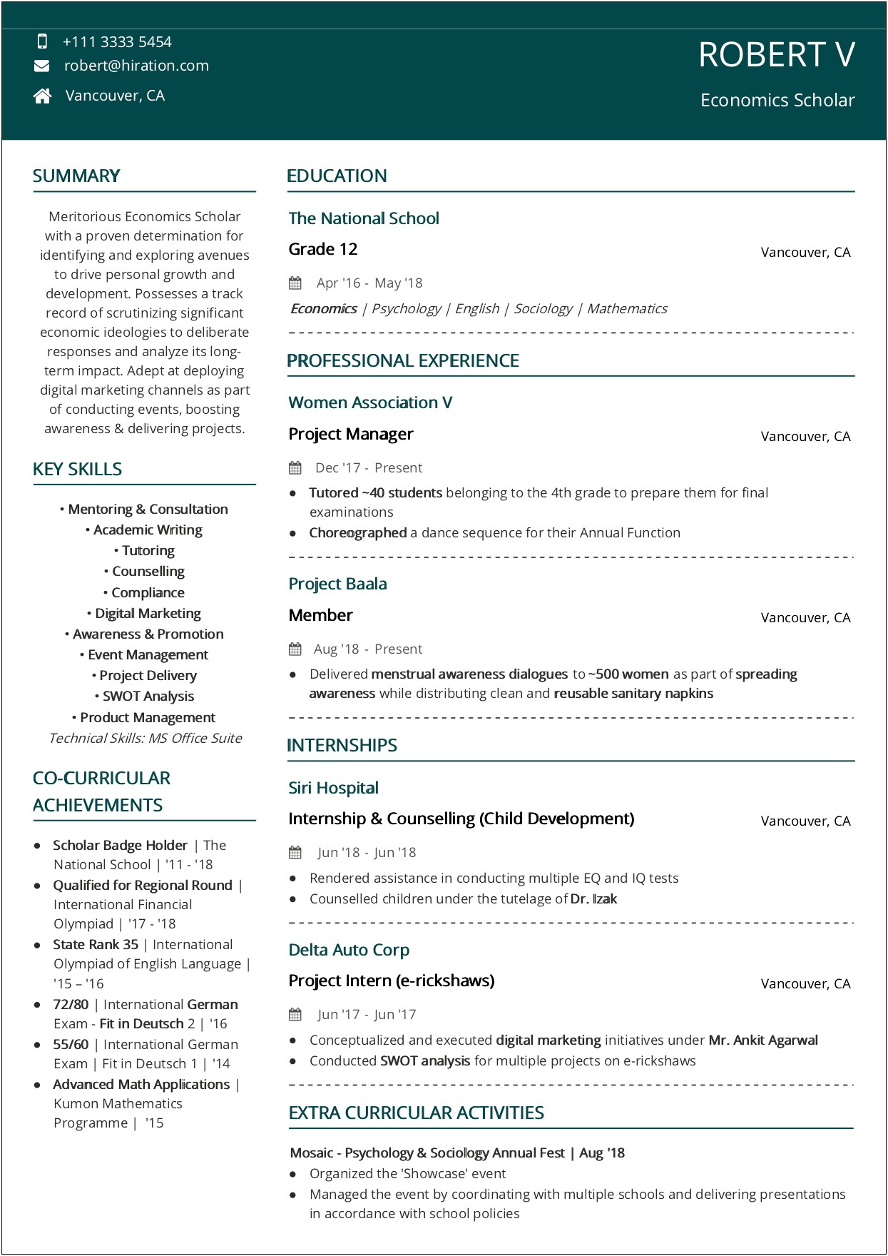 High School Resume Objectives For College