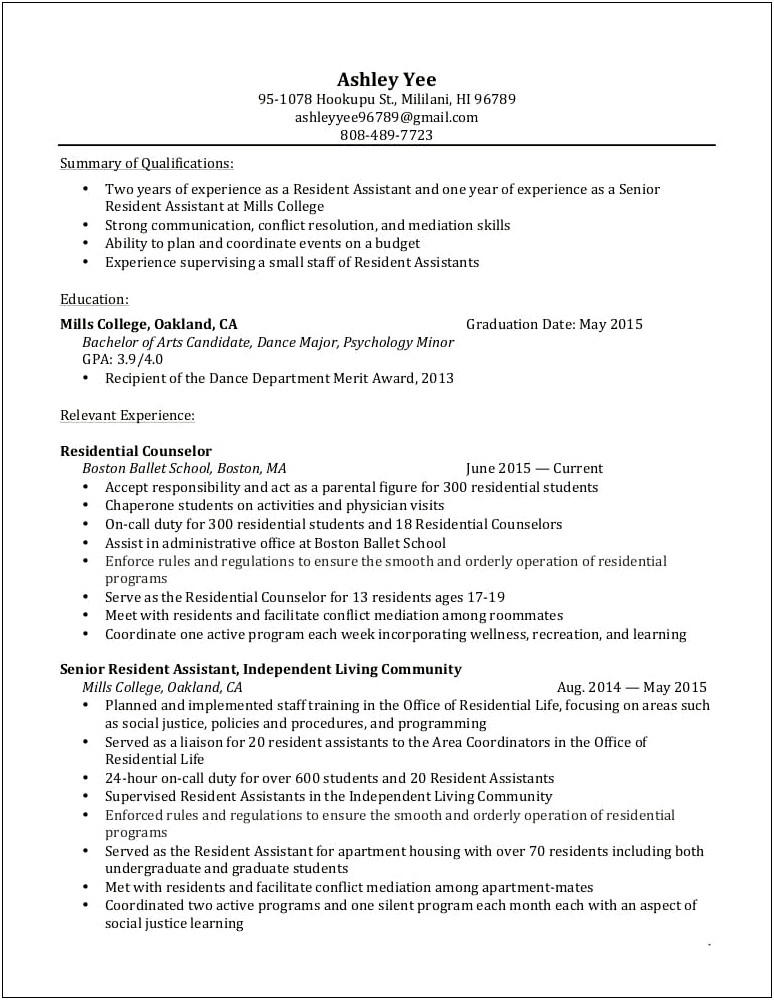 Higher Education Student Affairs Resume Examples