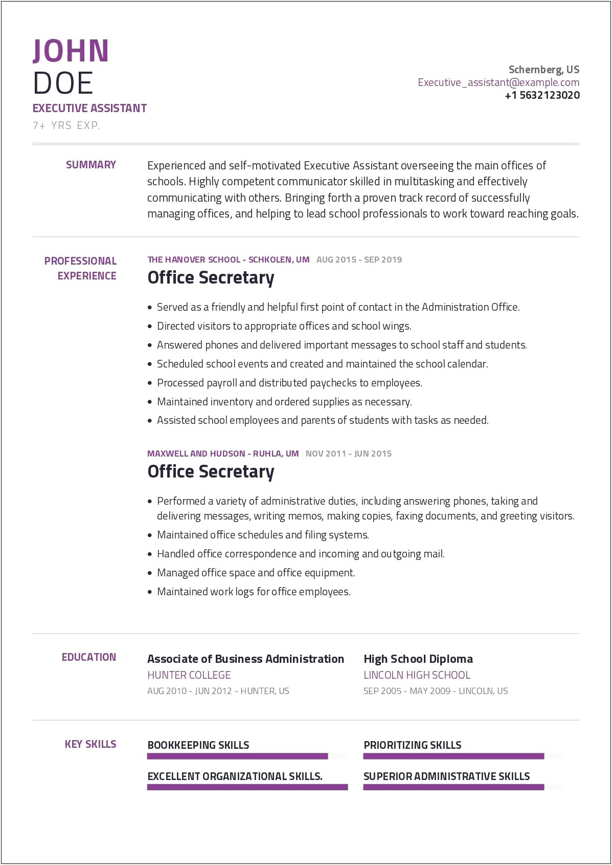 Highlights And Skills On Executive Assistant Resume