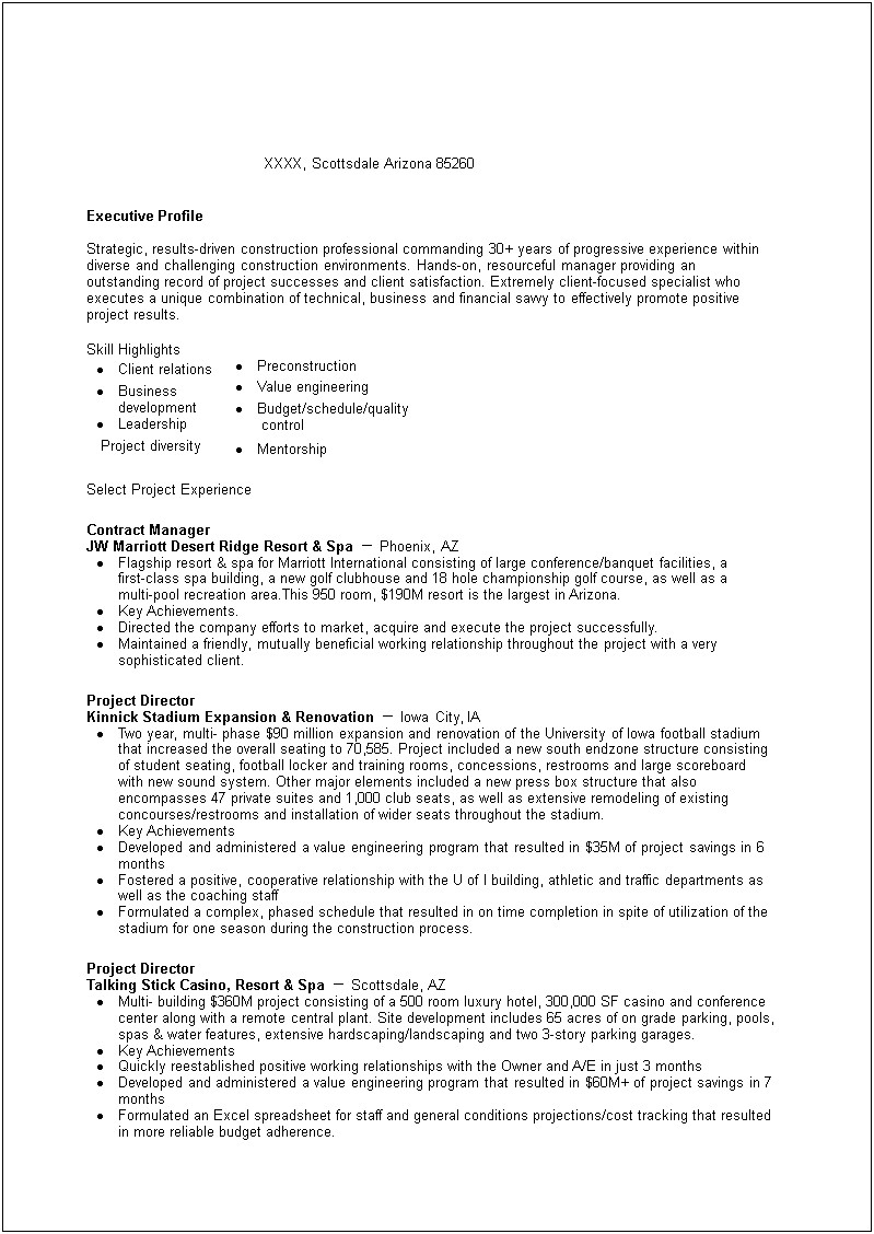 Highlights For A Manager Resume