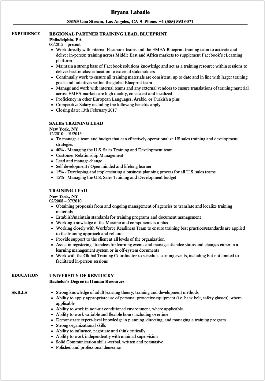 Hired And Trained New Employees Resume Example