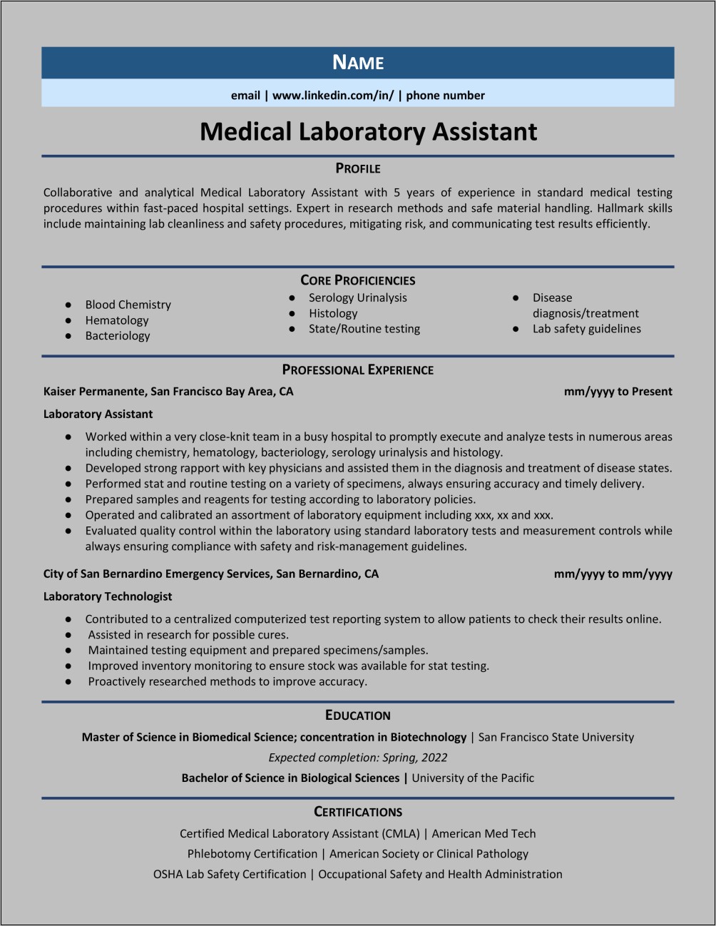 Histology Job Description For Resume