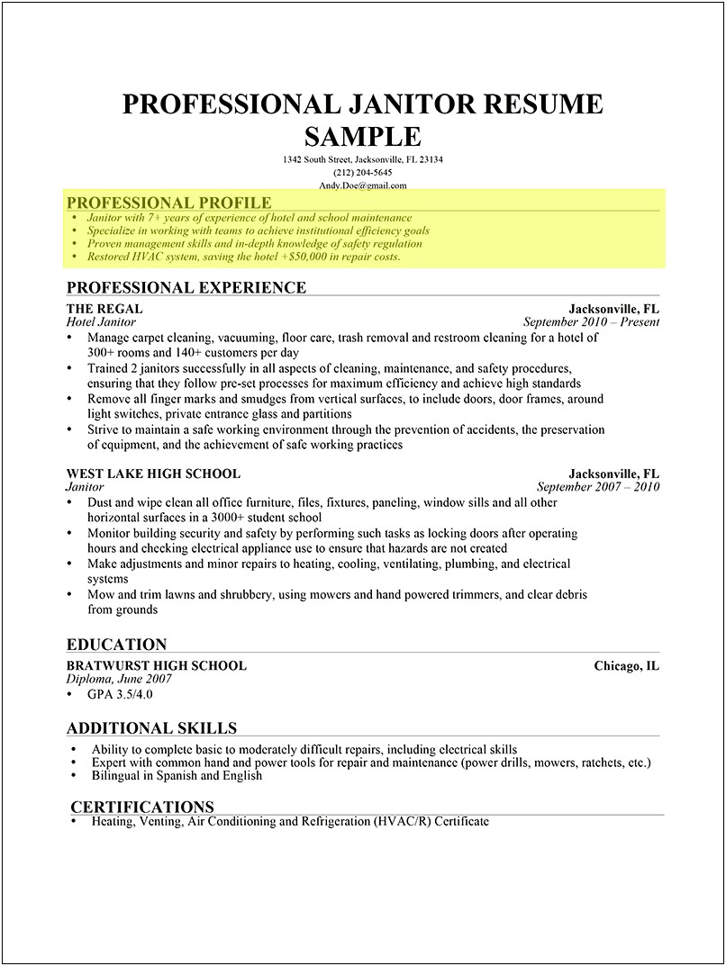 Hiting Cooling And Refregirates Skill Resume