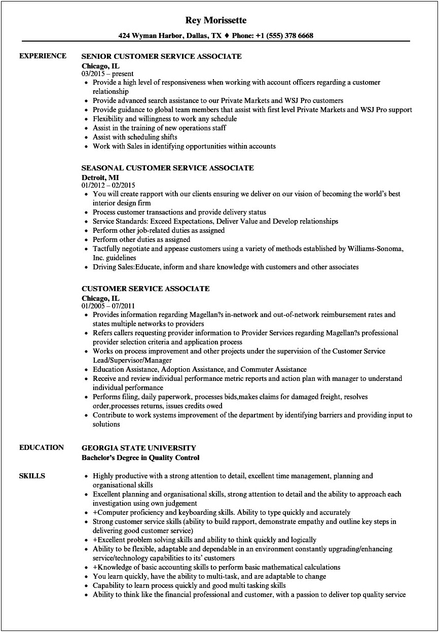 Home Depot Customer Service Job Description Resume