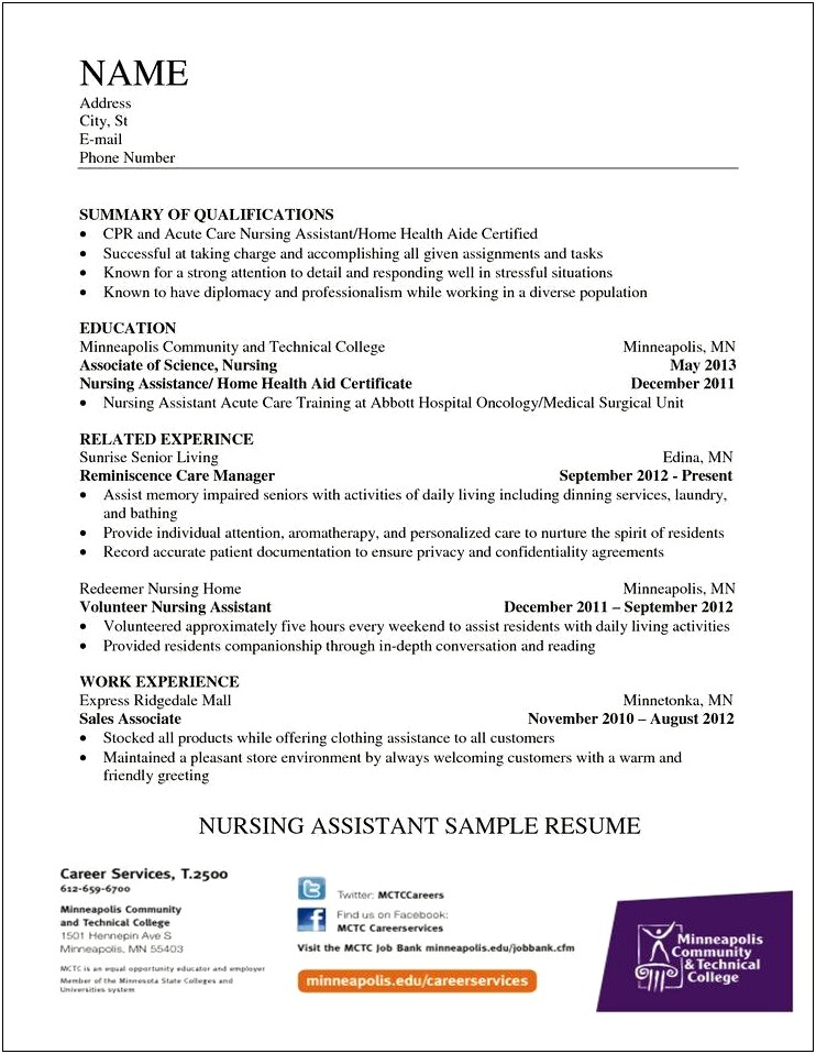 Home Health Aide Job Summary For Resume