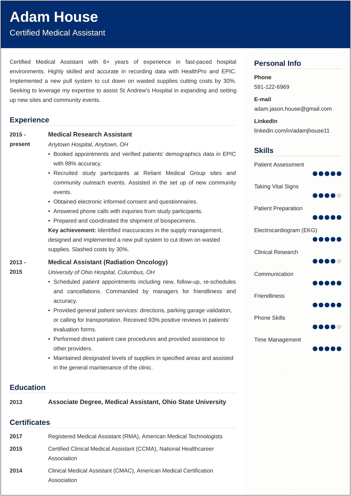 Home Health Care Aide Resume Examples