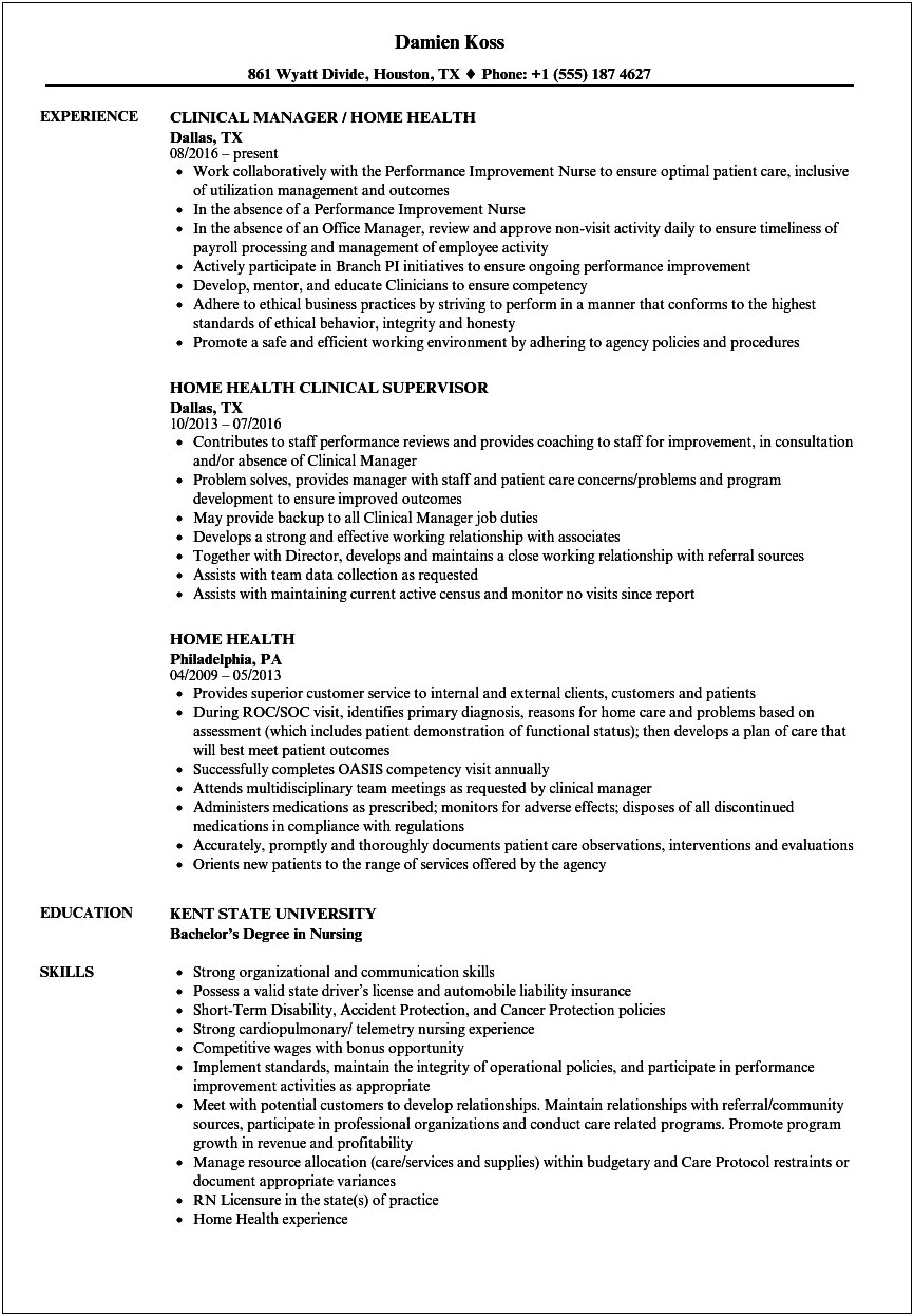 Home Health Resume For Pta Job Description