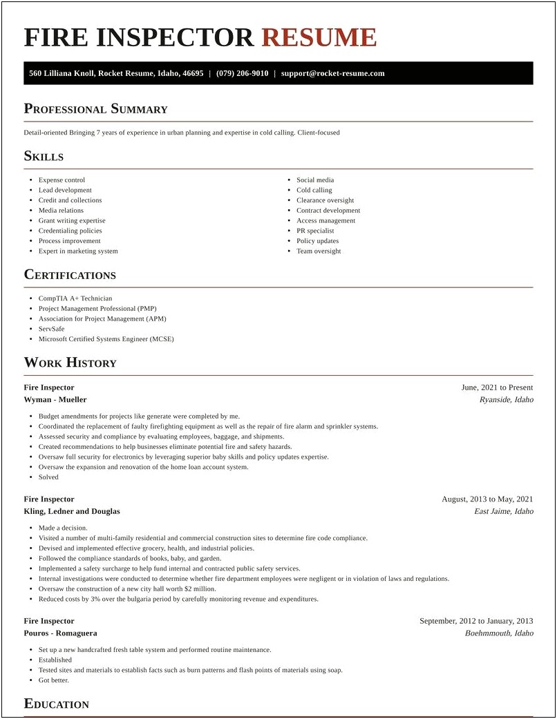 Home Inspector Resume Examples Images
