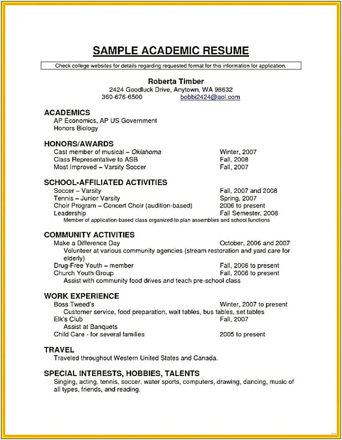 Honors And Achievements Resume Examples
