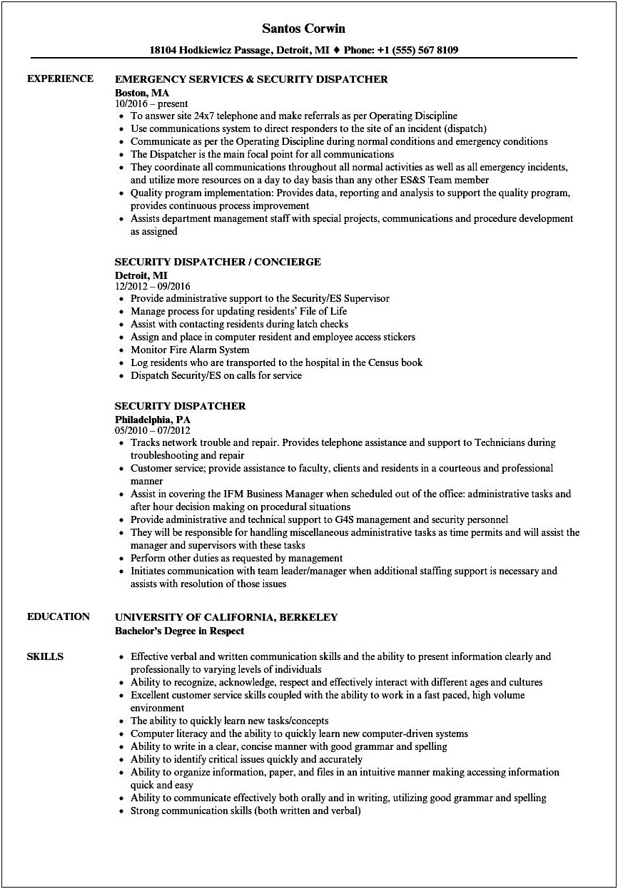 Hospital Security Job Description For Resume