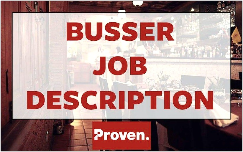Hostess And Busser Job Description Resume