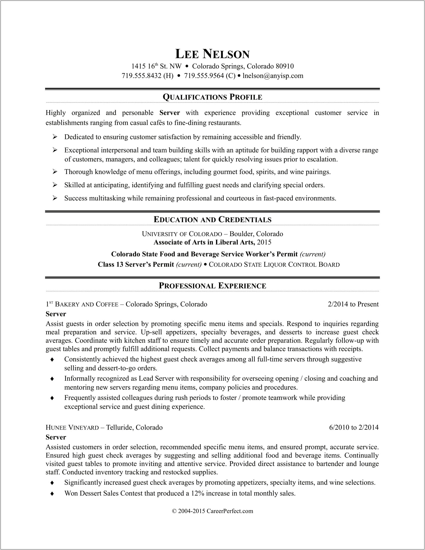 Hostess Skills And Abilities For Resume