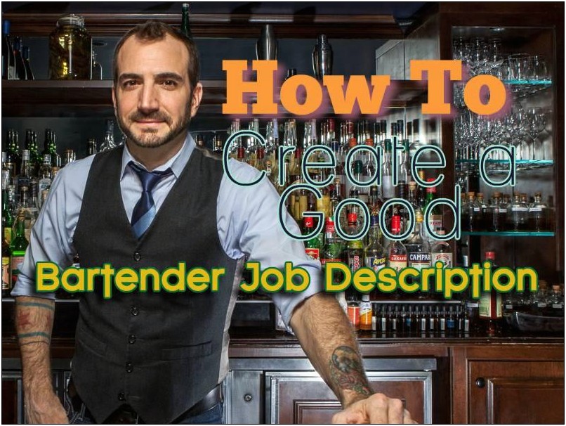 Hotel Bartender Job Description Resume